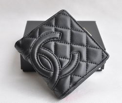 Fake Chanel mini Leather CC Logo Bi-Fold Wallet 26720 Black Online